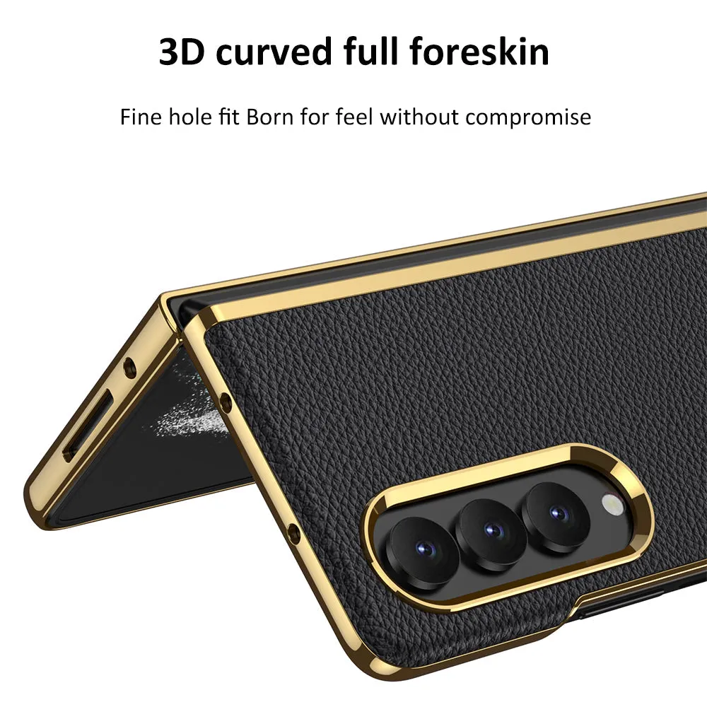 Electroplated Samsung Galaxy Z Fold4 5G Leather Case