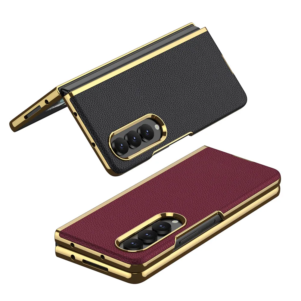 Electroplated Samsung Galaxy Z Fold4 5G Leather Case