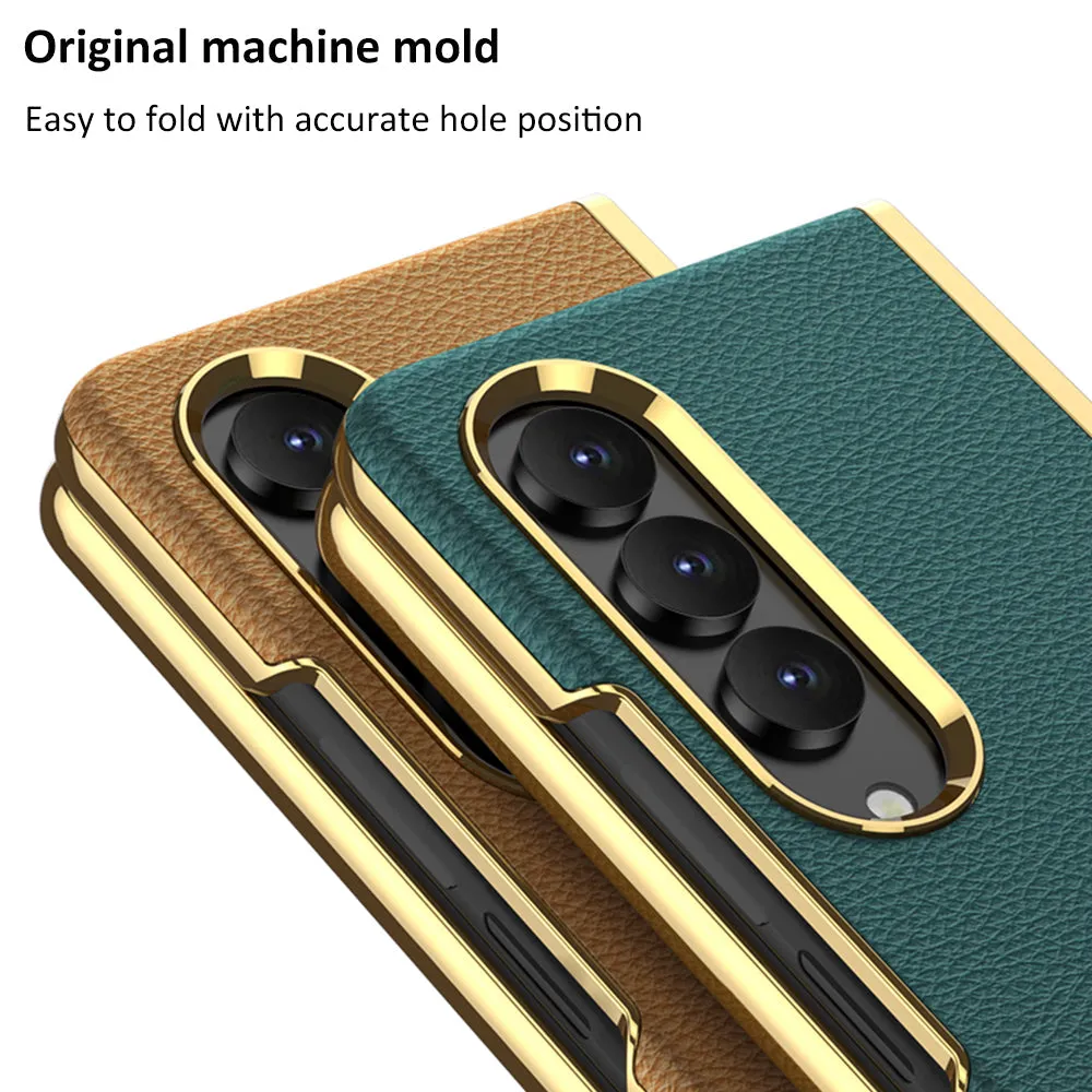 Electroplated Samsung Galaxy Z Fold4 5G Leather Case