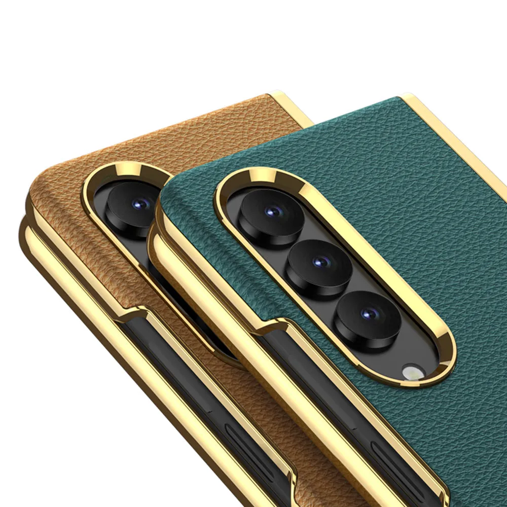Electroplated Samsung Galaxy Z Fold4 5G Leather Case