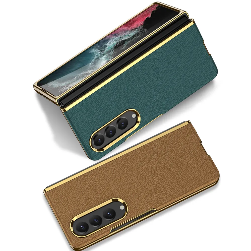 Electroplated Samsung Galaxy Z Fold4 5G Leather Case