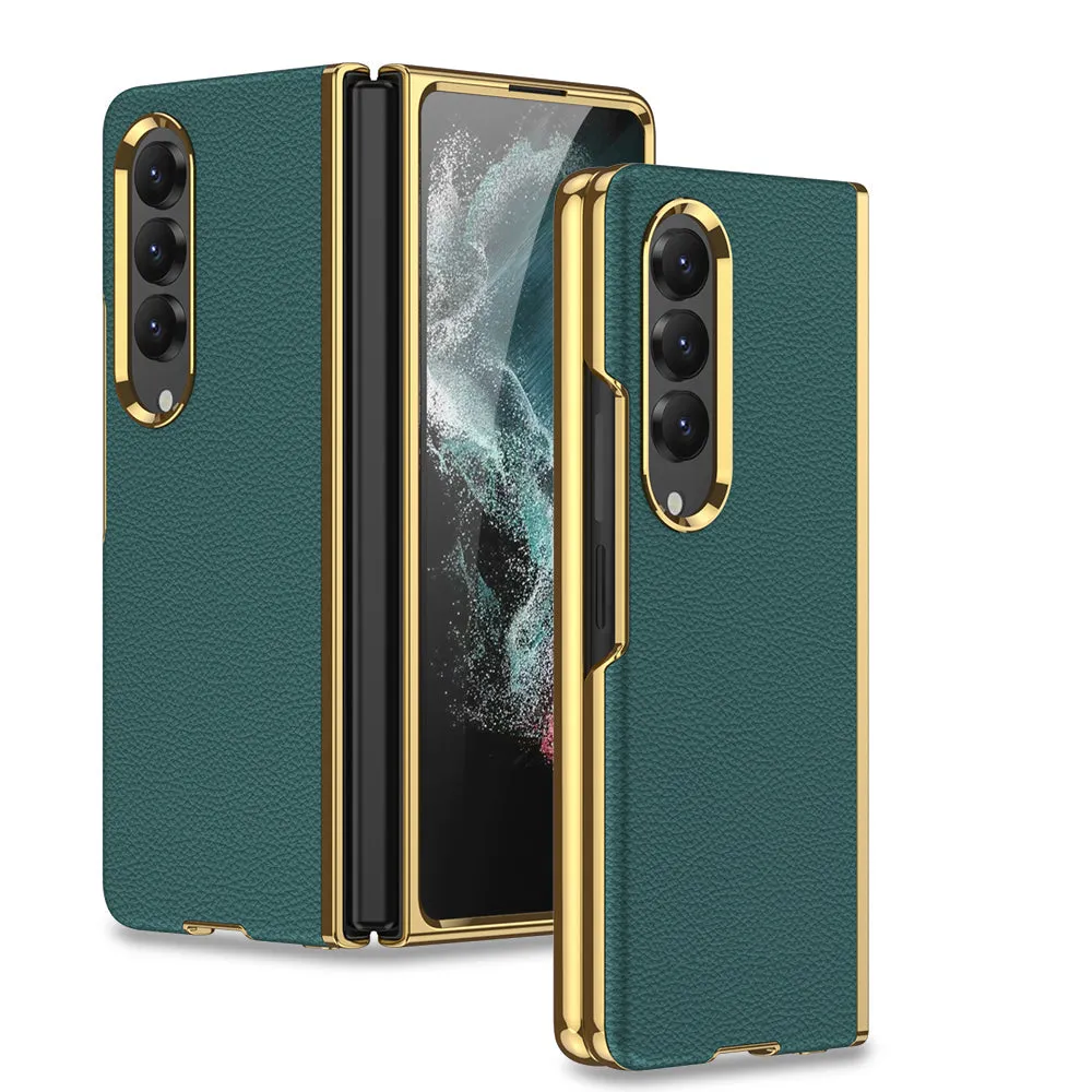 Electroplated Samsung Galaxy Z Fold4 5G Leather Case