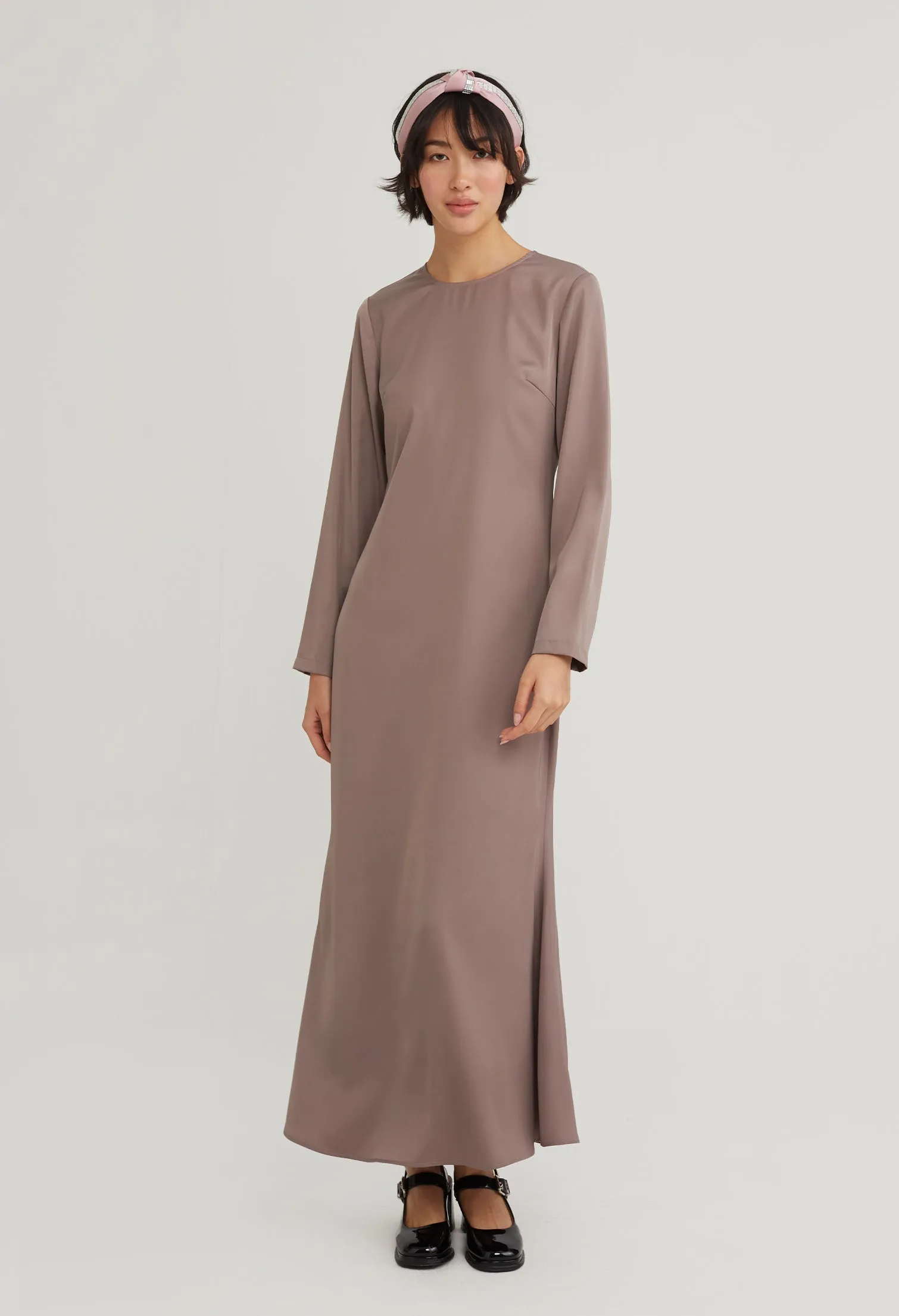 Elegant Satin Long Sleeve Maxi Dress