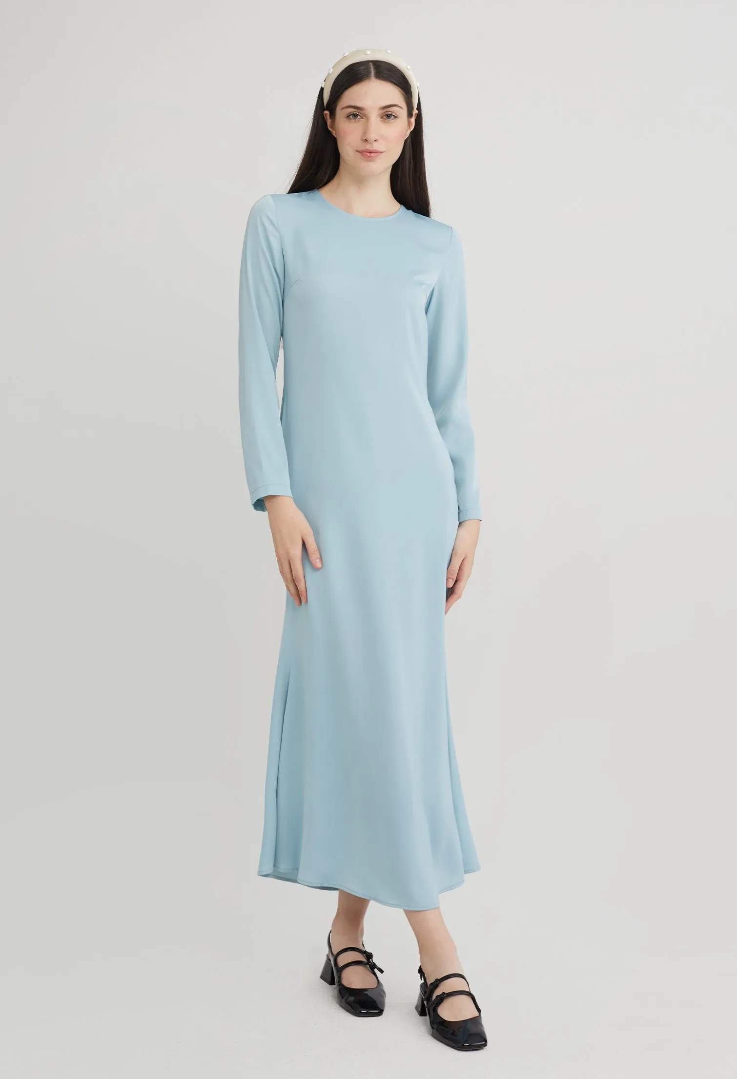 Elegant Satin Long Sleeve Maxi Dress