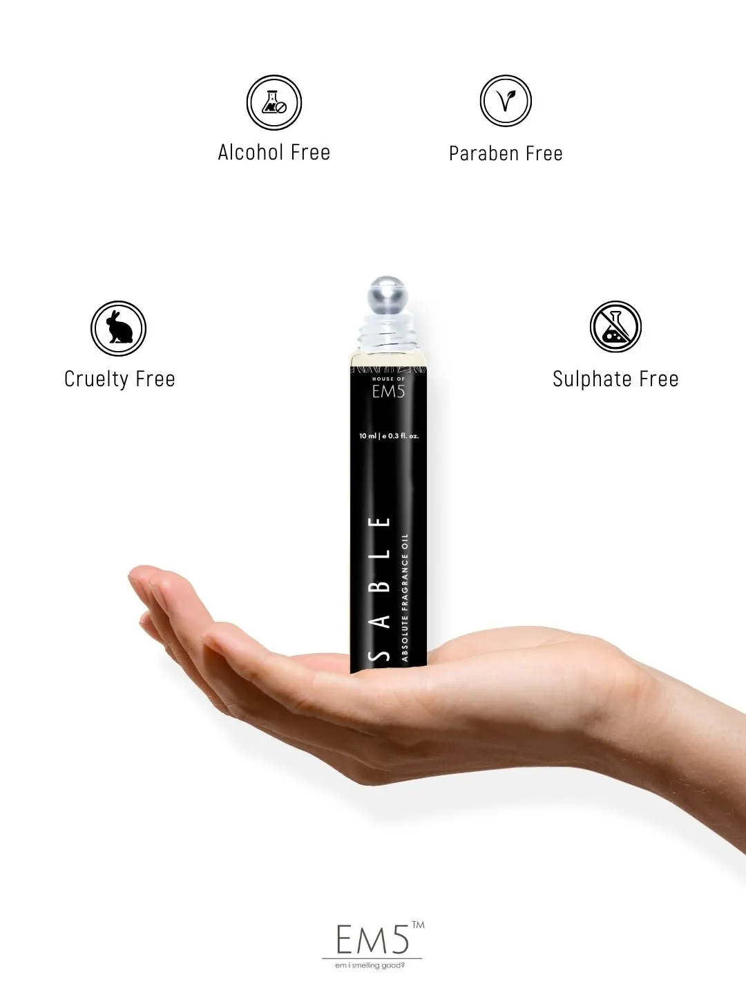 EM5™ Sable Perfume Oil Roll On (Attar) 90% Concentrate Non-Alcoholic for Men and Women, Strong and Long Lasting | Fruity Leather Aromatic Fragrance Perfume Oil | 10ml Roll-On Easy to Carry and Travel Friendly