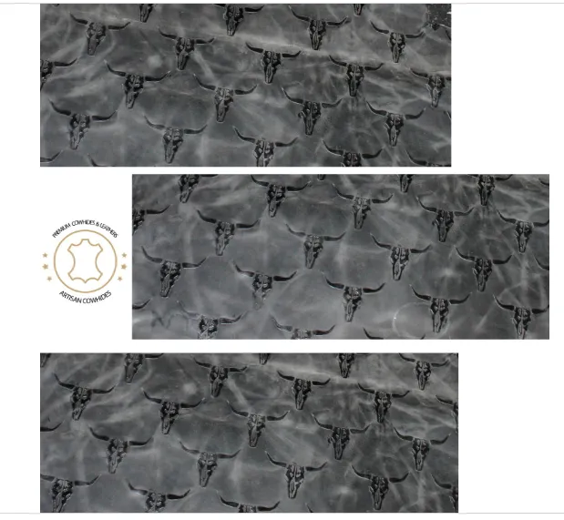 Embossed LEATHER Sheets, Charcoal Black Pull Up Longhorn Embossed | 12"x12", 12"x18", 12"x24" Precuts Sheets for Crafts