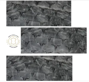 Embossed LEATHER Sheets, Charcoal Black Pull Up Longhorn Embossed | 12"x12", 12"x18", 12"x24" Precuts Sheets for Crafts