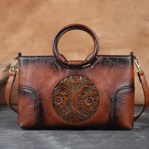 Emilia Retro Embossed Handbag Crossbody Bag Satchel for Women - One Size