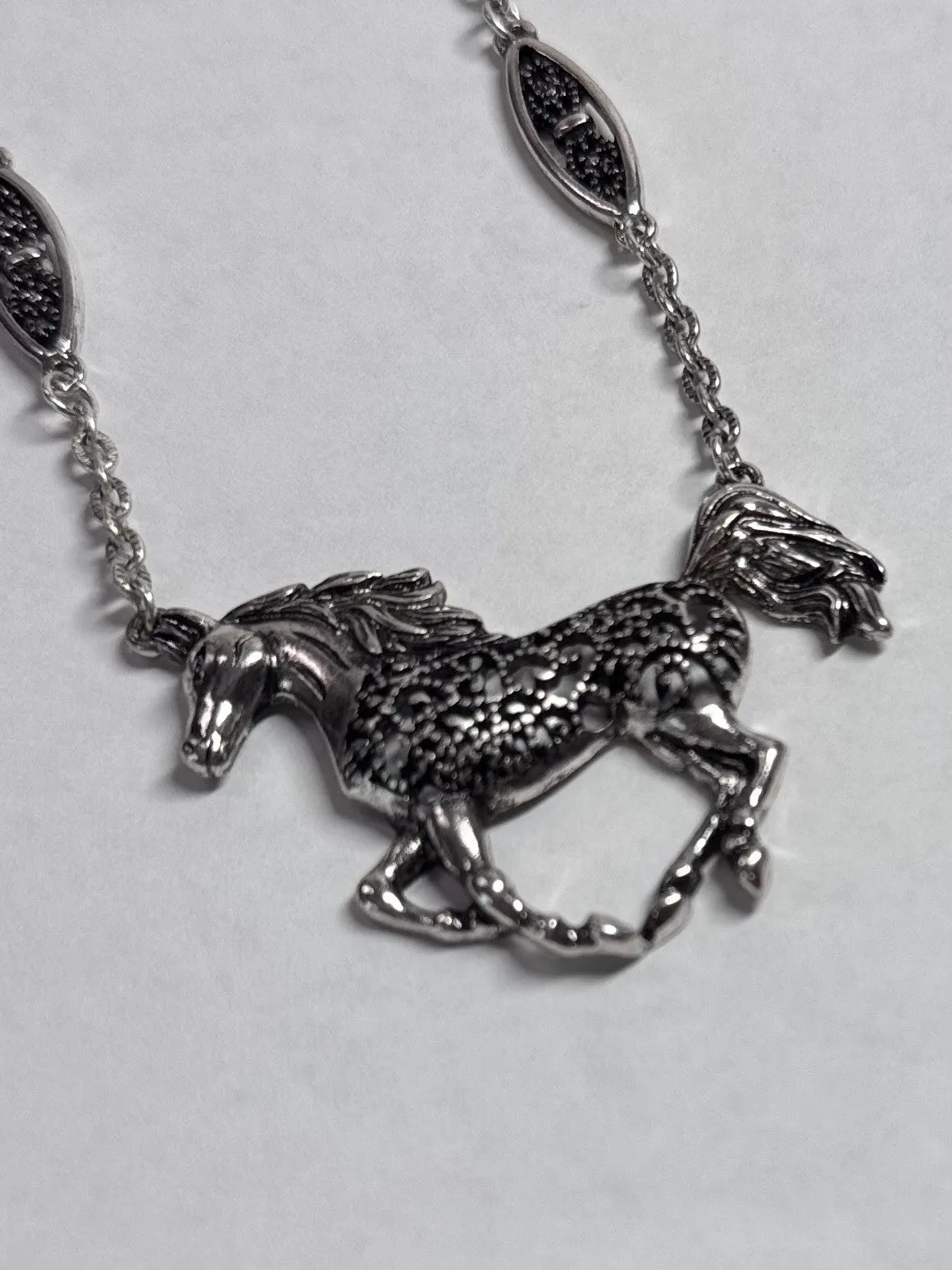 Enchanted Gallop Filigree Horse Necklace