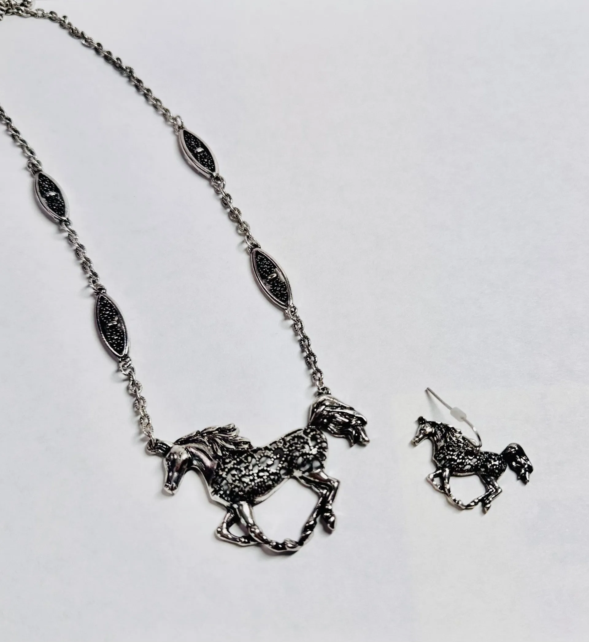 Enchanted Gallop Filigree Horse Necklace