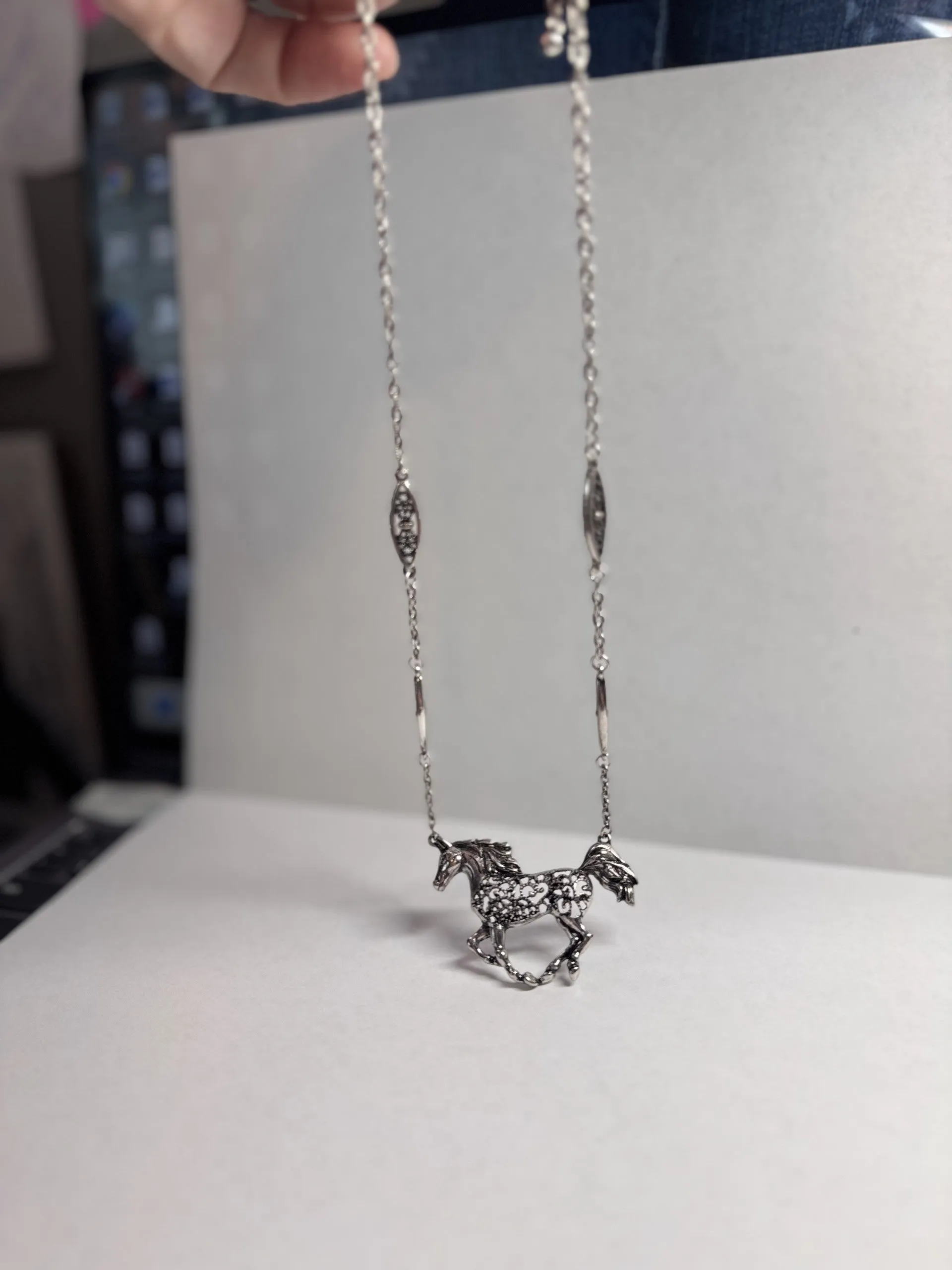 Enchanted Gallop Filigree Horse Necklace