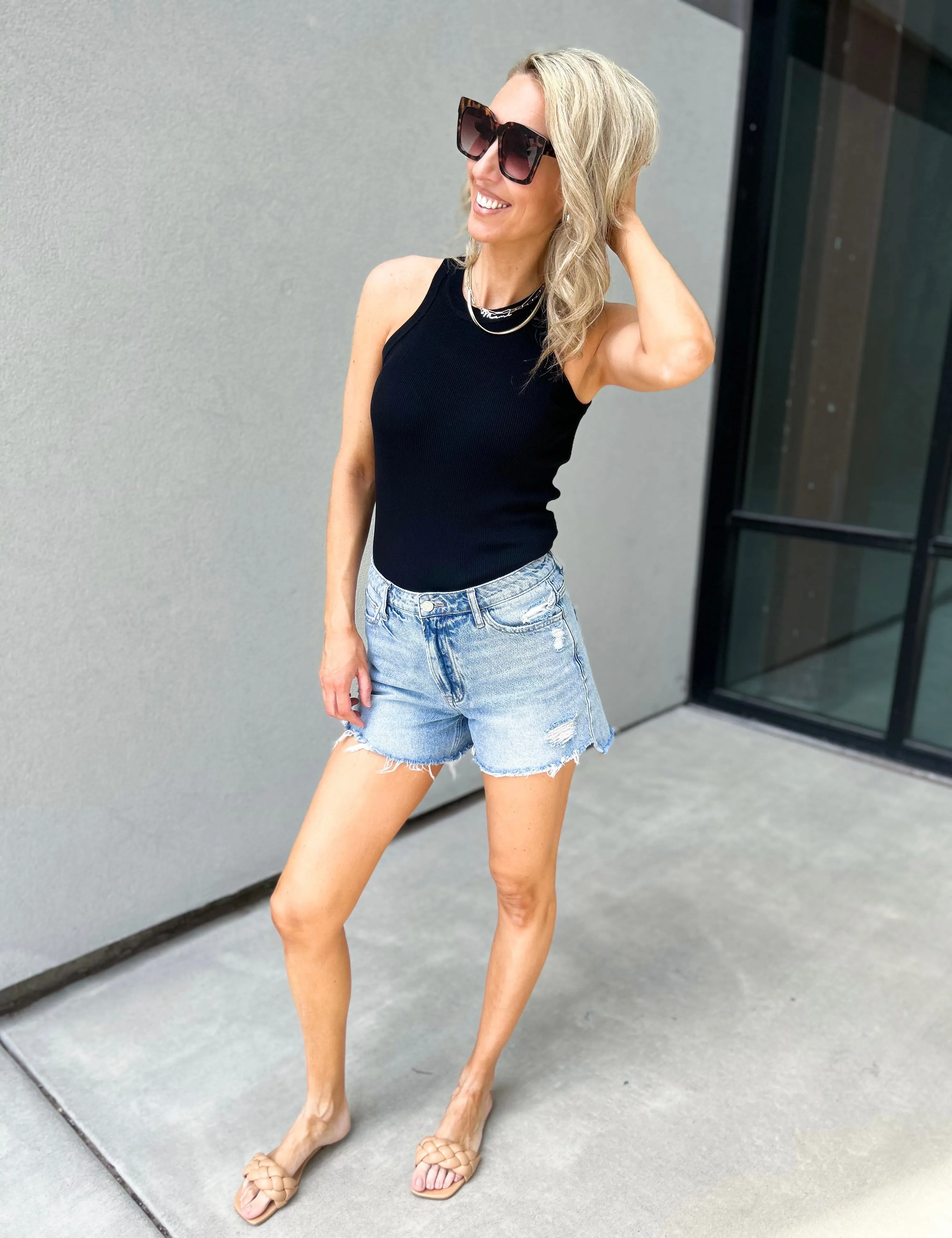 Esby Ribbed Tank Top (Black)