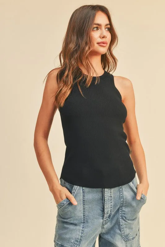Esby Ribbed Tank Top (Black)