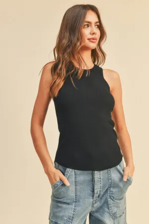 Esby Ribbed Tank Top (Black)