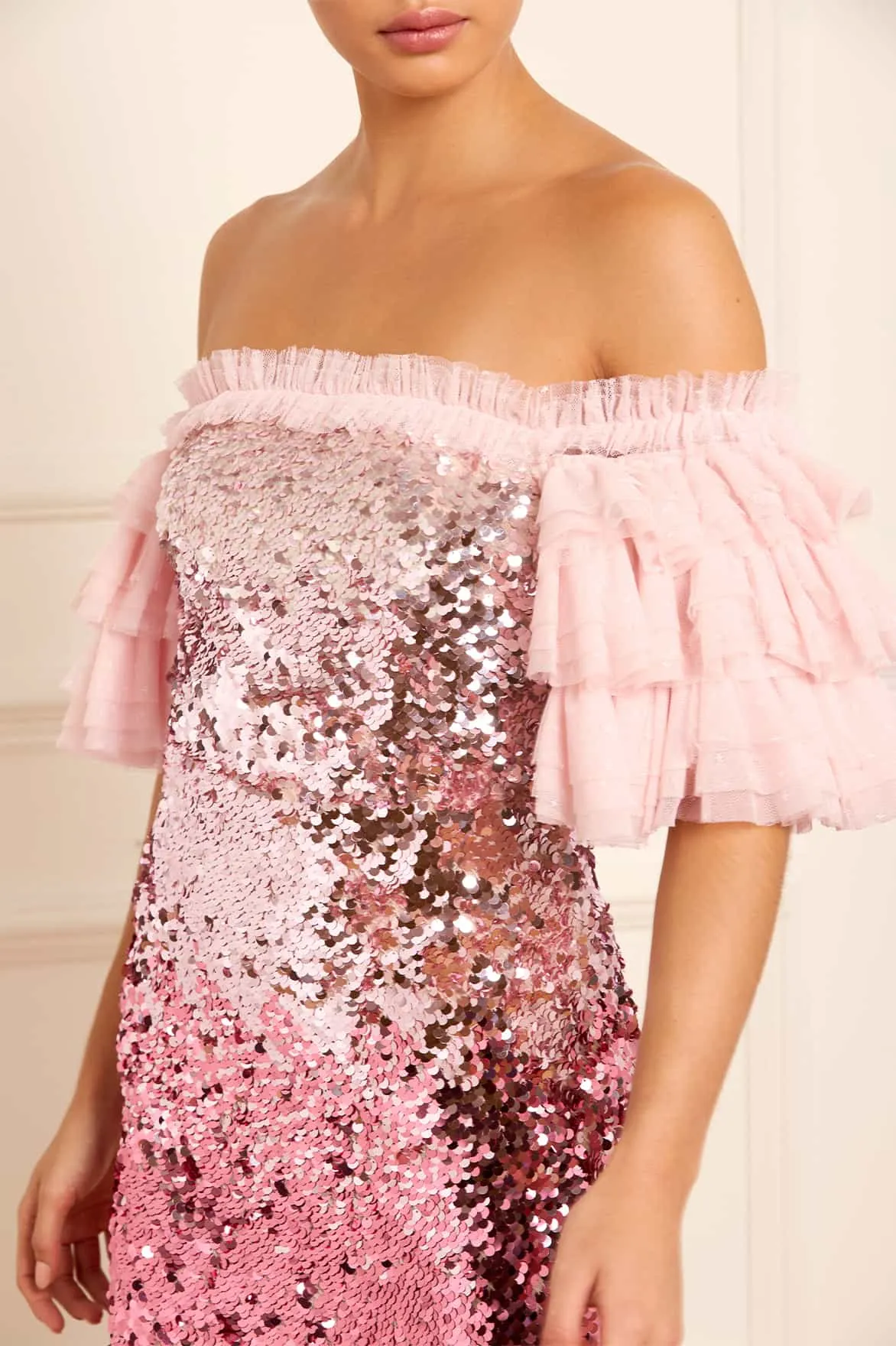 Essie Ombre Off-Shoulder Micro Mini Dress