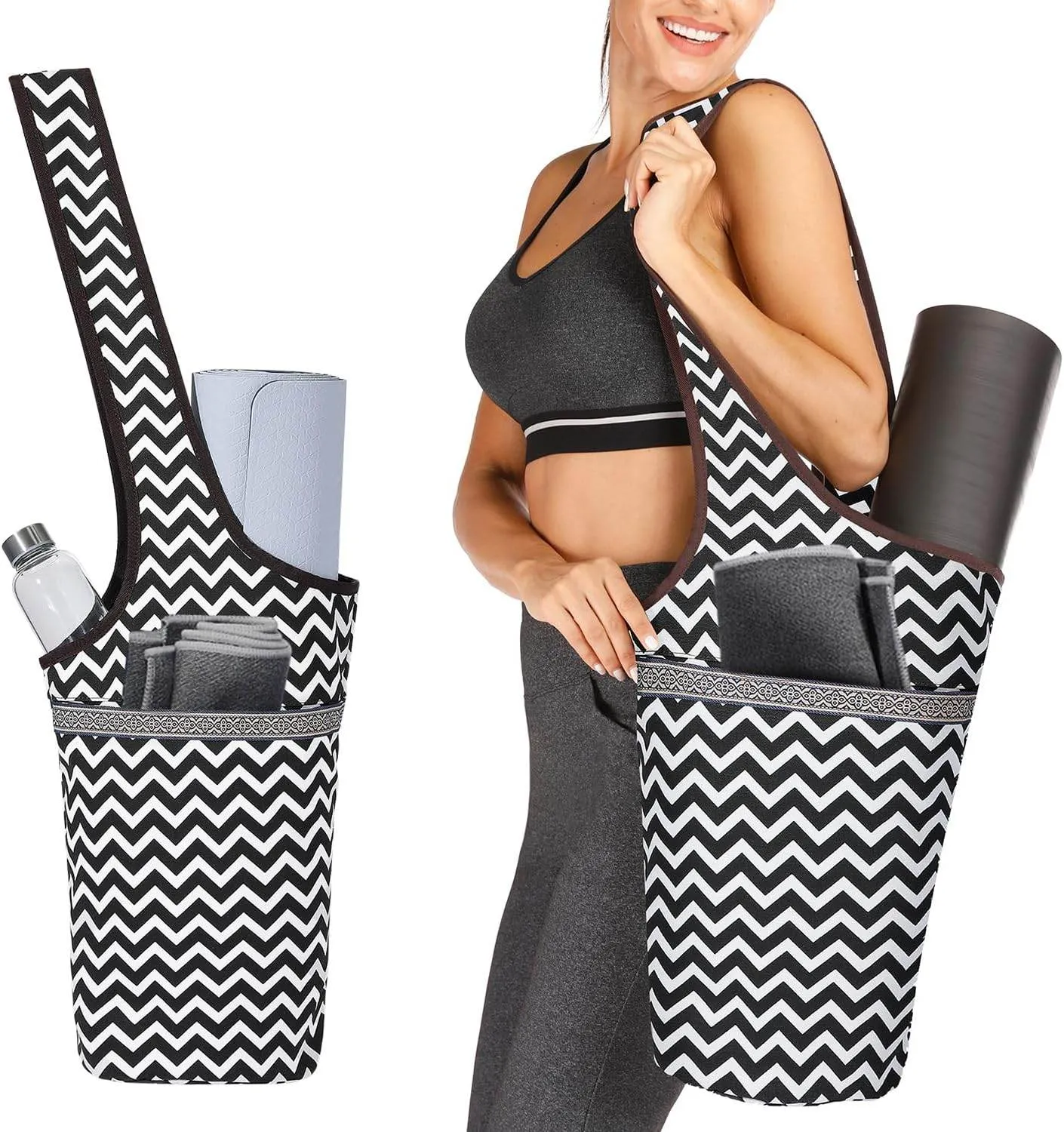 Ewedoos Yoga Mat Bag Yoga Bags with Large Size Pocket and Zipper Pocket, Fit Most Size Mats