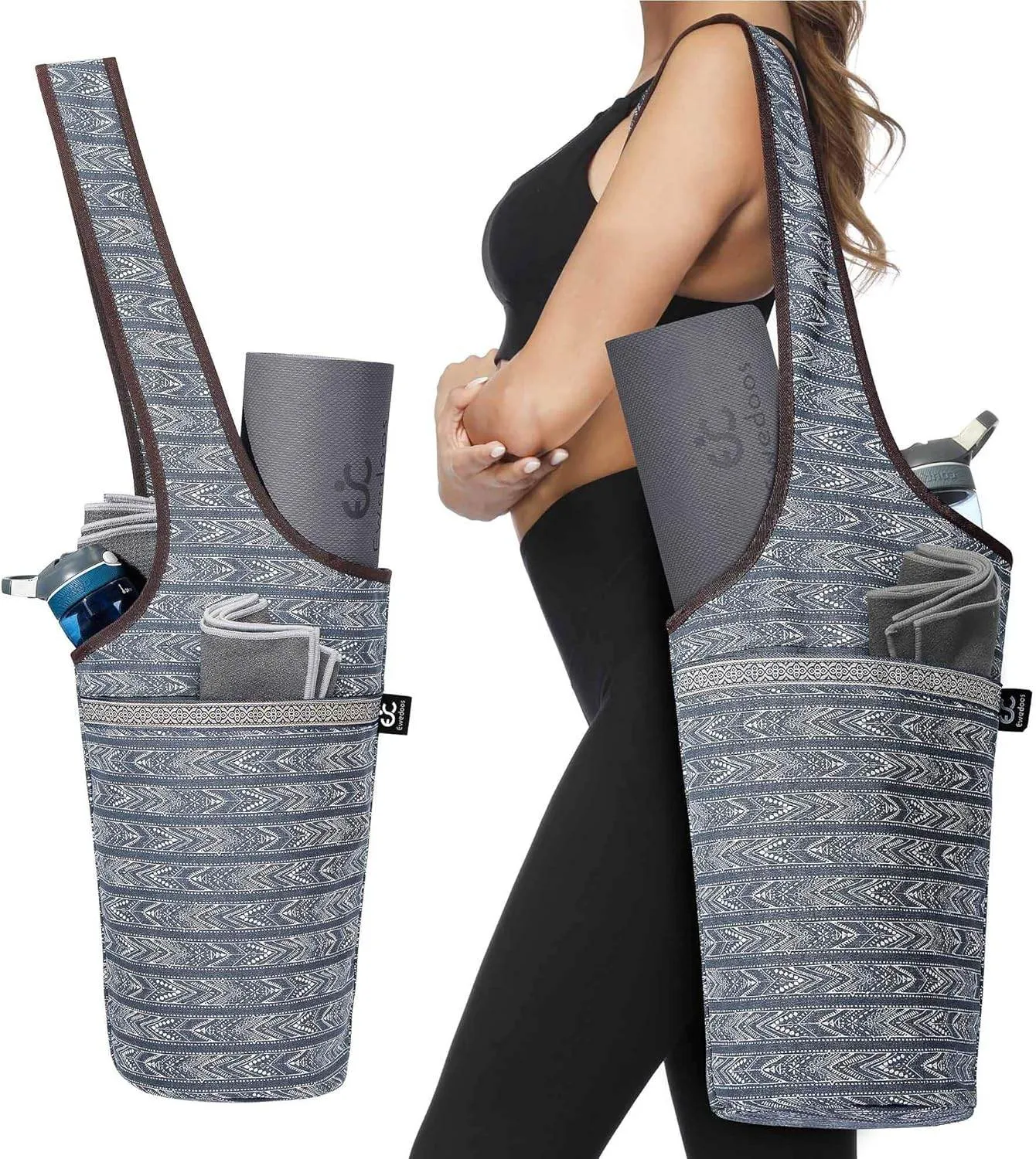 Ewedoos Yoga Mat Bag Yoga Bags with Large Size Pocket and Zipper Pocket, Fit Most Size Mats