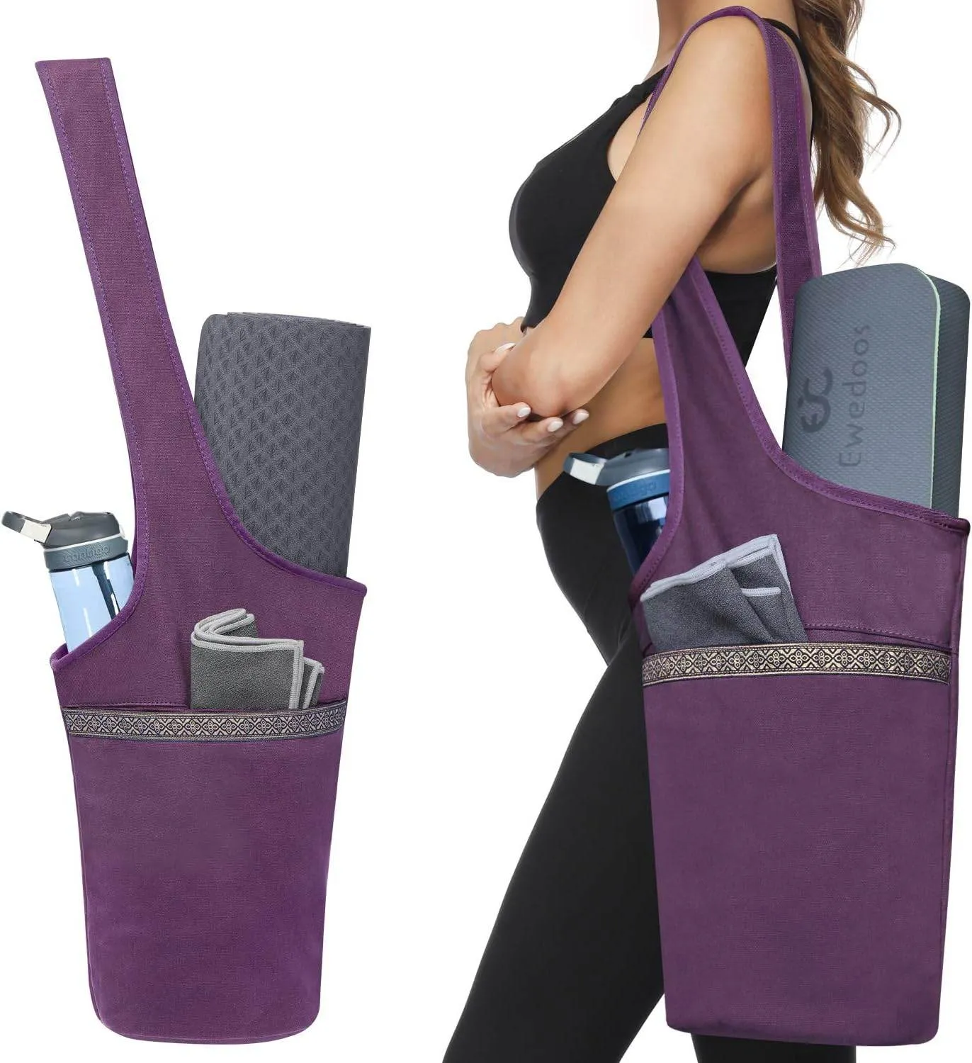Ewedoos Yoga Mat Bag Yoga Bags with Large Size Pocket and Zipper Pocket, Fit Most Size Mats