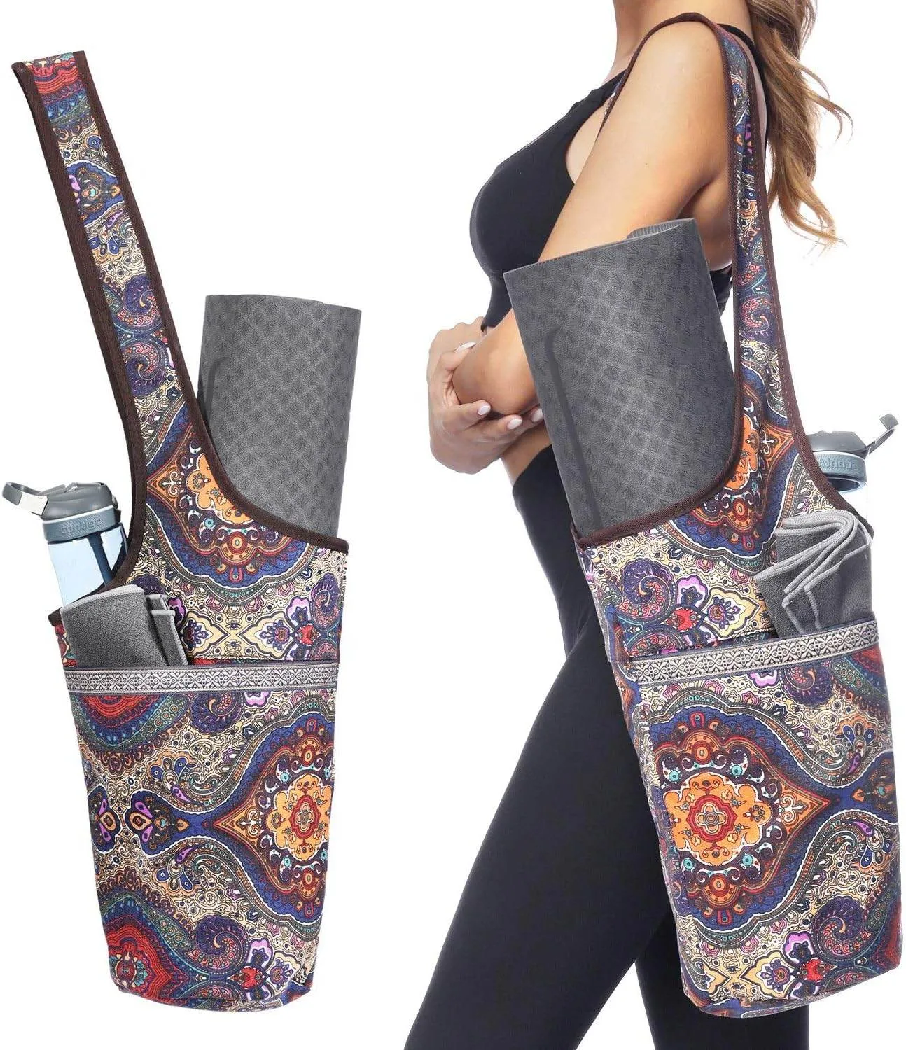 Ewedoos Yoga Mat Bag Yoga Bags with Large Size Pocket and Zipper Pocket, Fit Most Size Mats