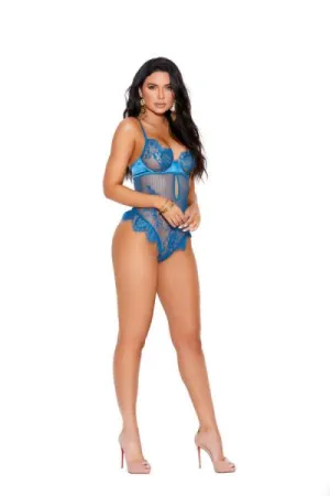 Eyelash Lace Underwire Teddy - Ocean -