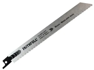 Faithfull S1122Hf Bi-Metal Sabre Saw Blade Demolition 200Mm 10 Tpi (Pack 5)