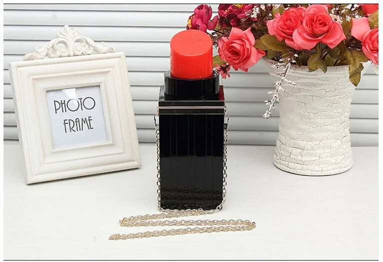 Fashion Lipstick Shape Lip Gloss Luxury Shoulder Bags Evening Bags Purses Women Clutch Vintage Chain Messenger Bags Handbag
