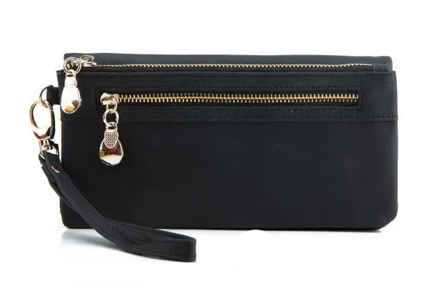 Fashion Women Wallets 9 Colors Matte PU Leather Double Zipper Soft Wallet Ladies Long Day Clutch Coin Purse Card Holder