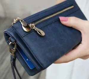 Fashion Women Wallets 9 Colors Matte PU Leather Double Zipper Soft Wallet Ladies Long Day Clutch Coin Purse Card Holder