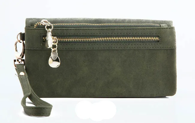 Fashion Women Wallets 9 Colors Matte PU Leather Double Zipper Soft Wallet Ladies Long Day Clutch Coin Purse Card Holder
