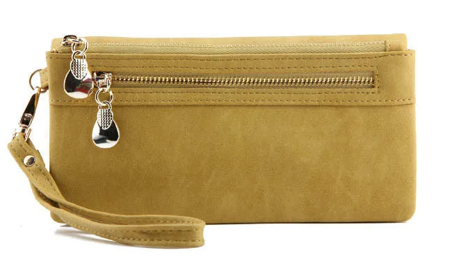 Fashion Women Wallets 9 Colors Matte PU Leather Double Zipper Soft Wallet Ladies Long Day Clutch Coin Purse Card Holder