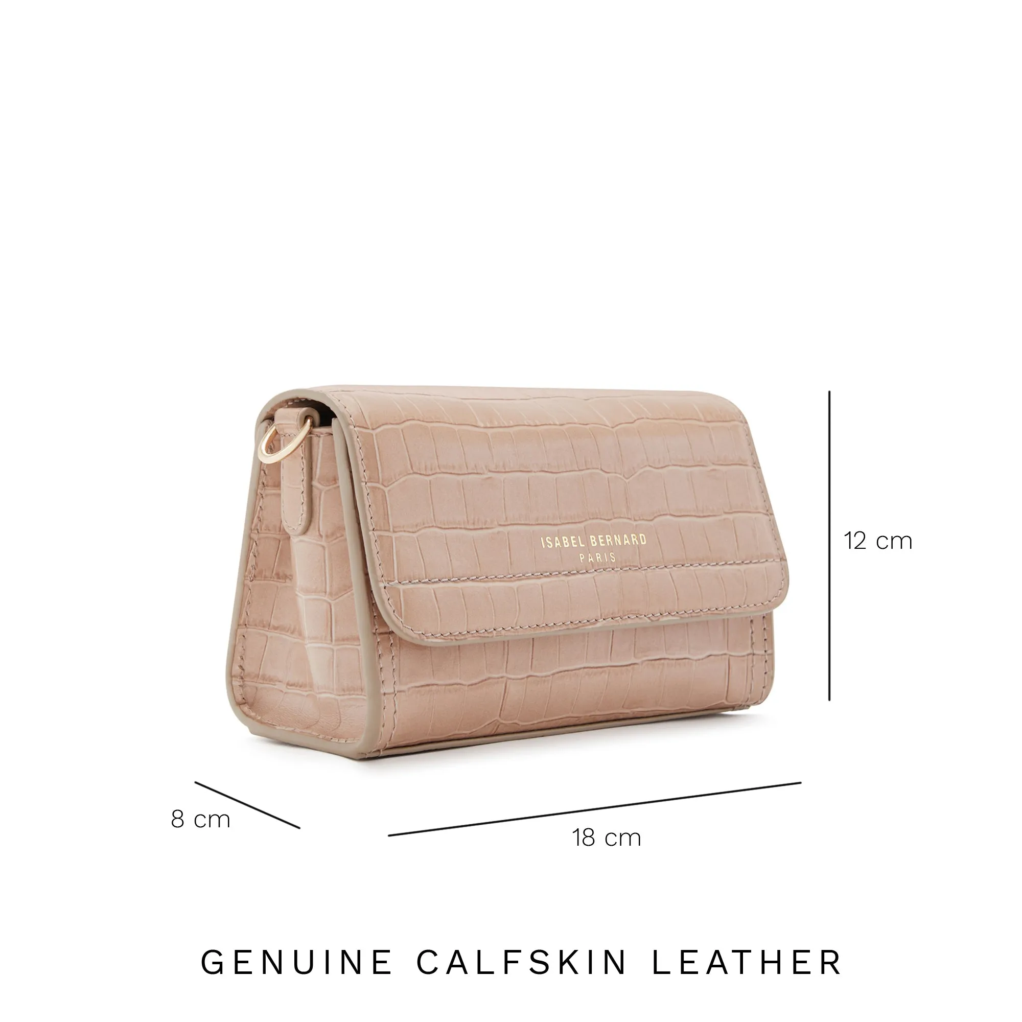 Femme Forte Kim croco beige calfskin leather crossbody bag