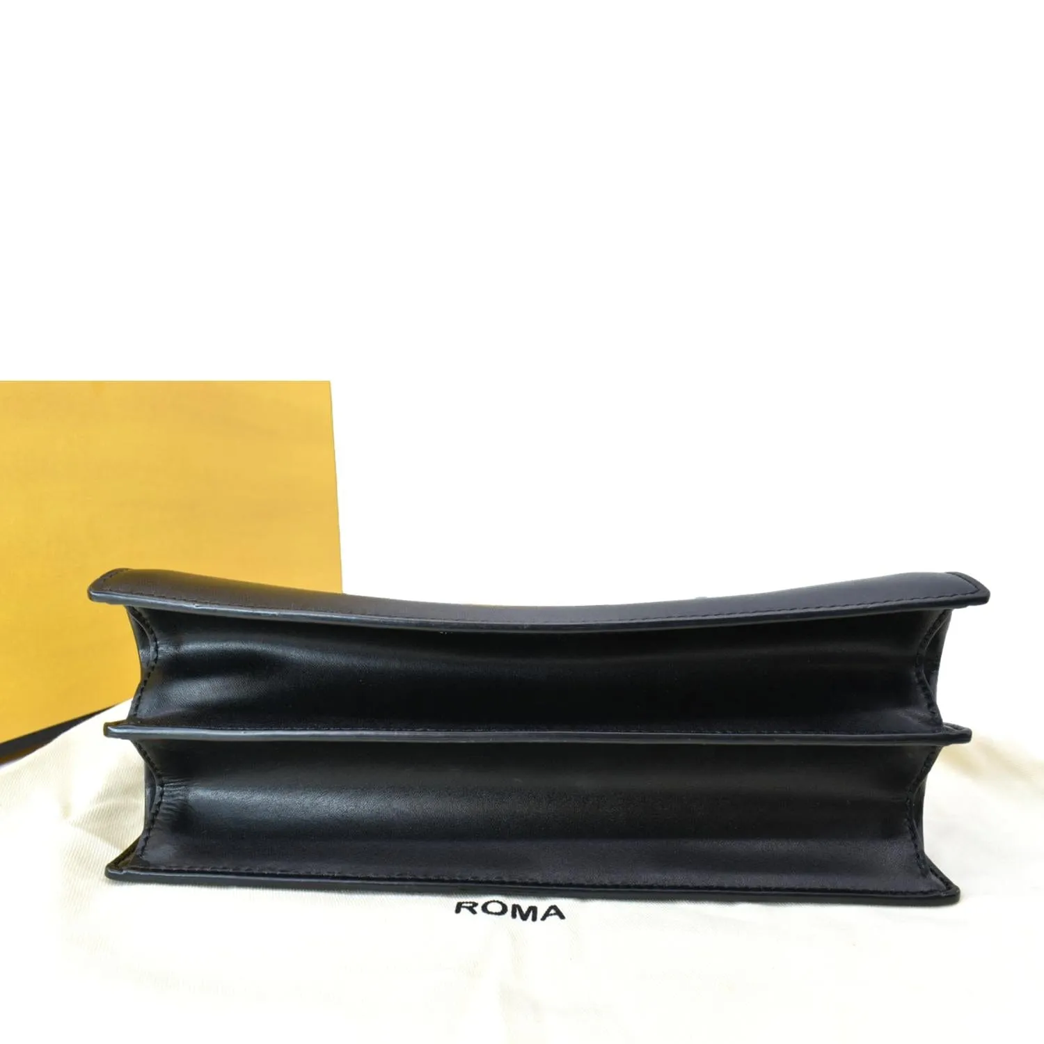 FENDI Kan I FF Logo Embossed Leather Crossbody Bag Brown