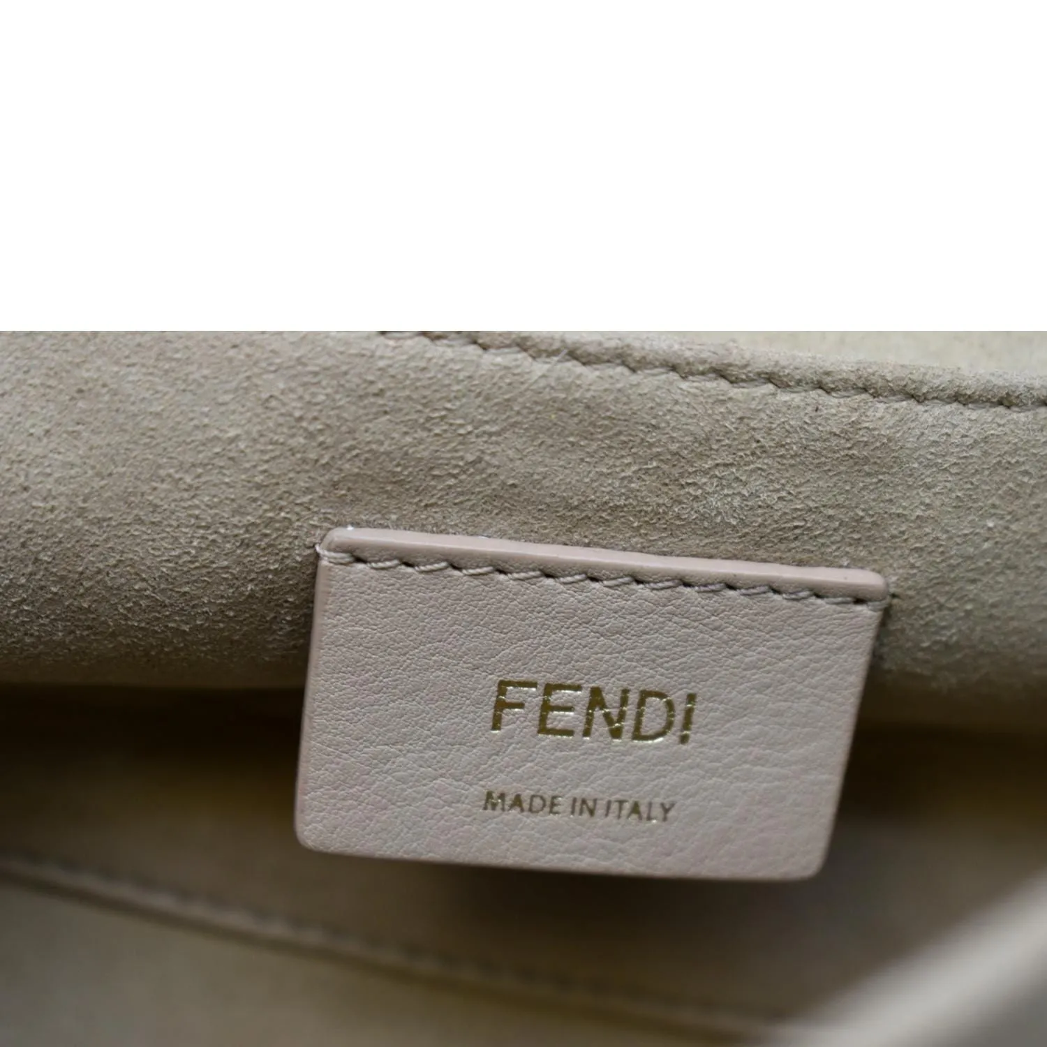 FENDI Kan I FF Logo Embossed Leather Crossbody Bag Brown