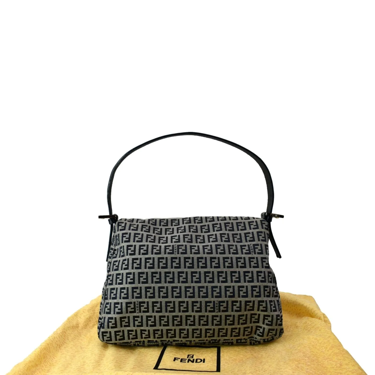 FENDI Mamma Baguette Zucca Hobo Shoulder Bag Grey