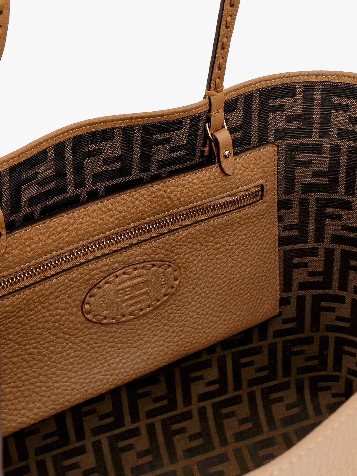 Fendi Roll Leather Shoulder Bag With Engraved Logo On The Front