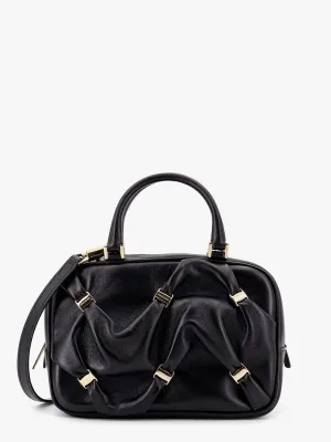 Ferragamo Leather Handbag With Draped Details Secured By Mini Vara Bows