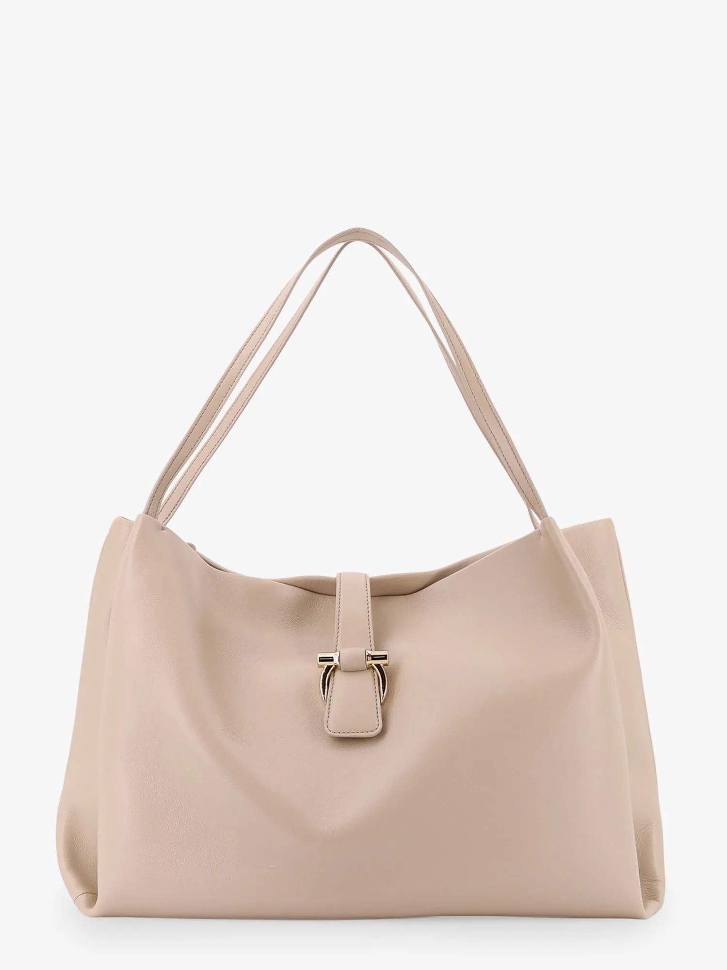 Ferragamo Leather Handbag With Metal Gancini Detail