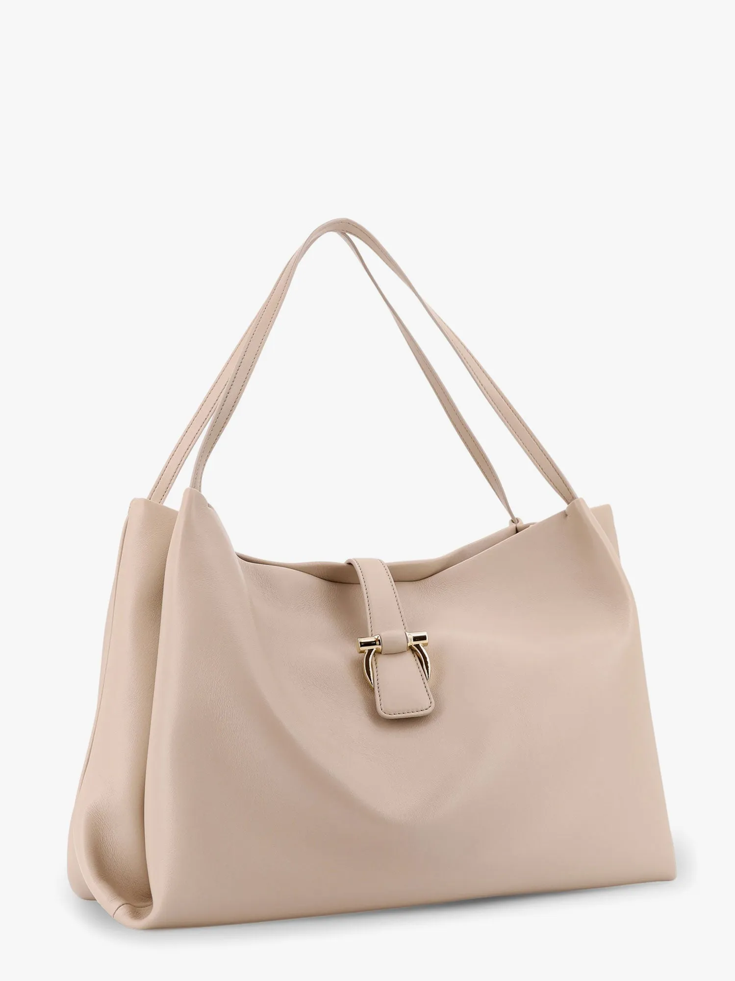 Ferragamo Leather Handbag With Metal Gancini Detail