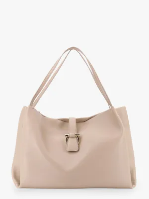 Ferragamo Leather Handbag With Metal Gancini Detail