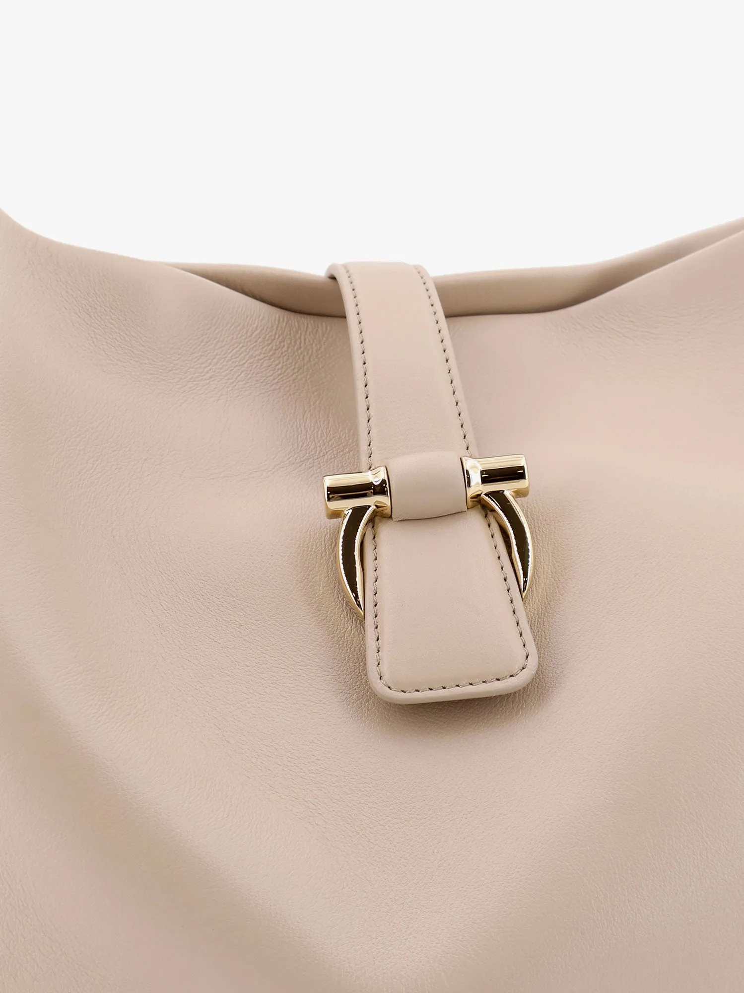 Ferragamo Leather Handbag With Metal Gancini Detail