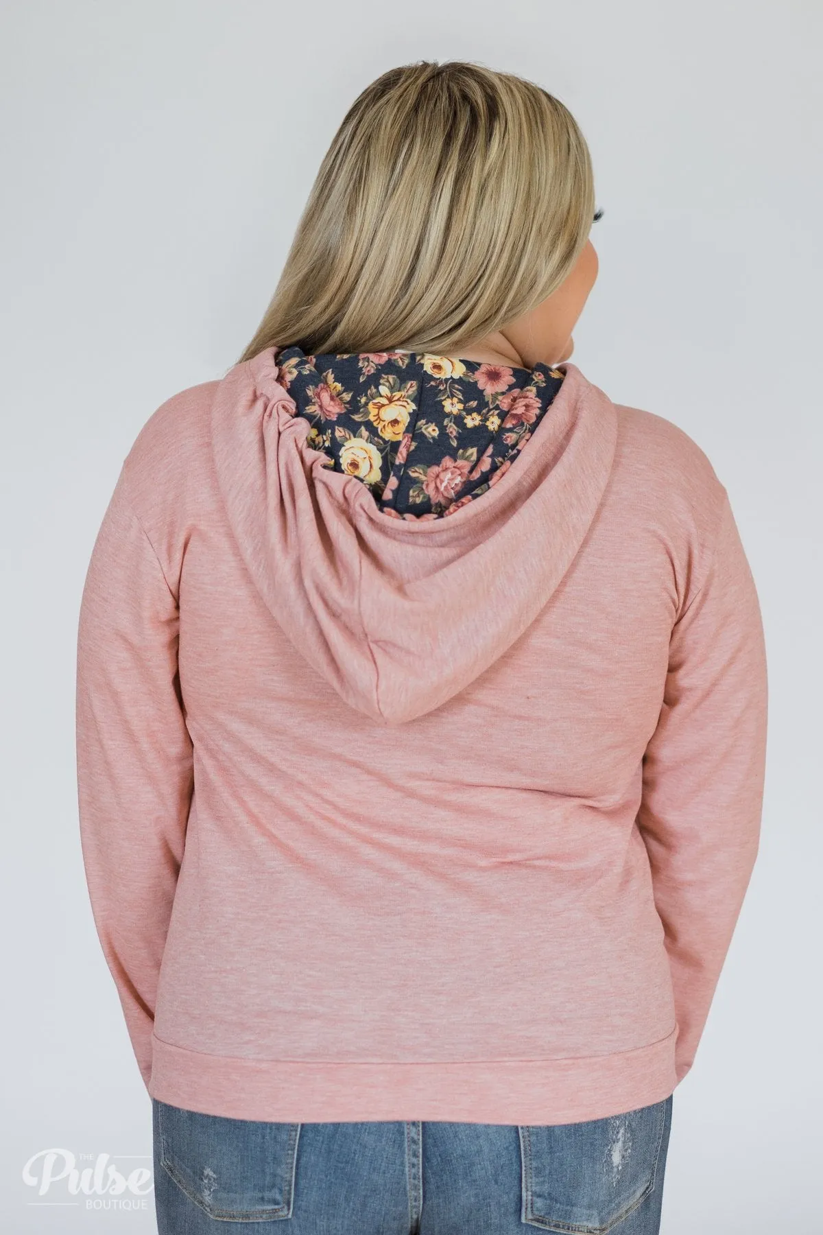 Floral Peek-A-Boo Hoodie- Pink