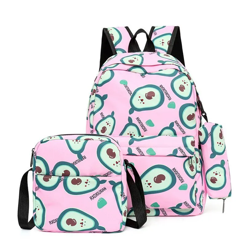 Fruit Print Backpack Set for Kids