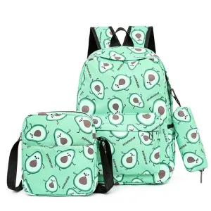 Fruit Print Backpack Set for Kids
