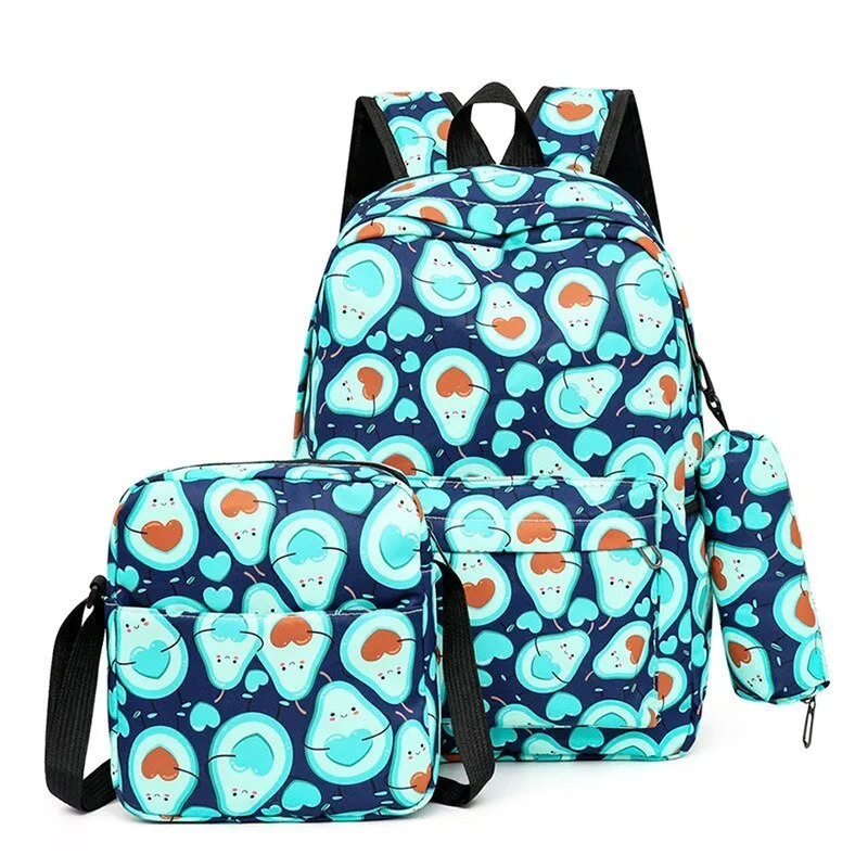 Fruit Print Backpack Set for Kids