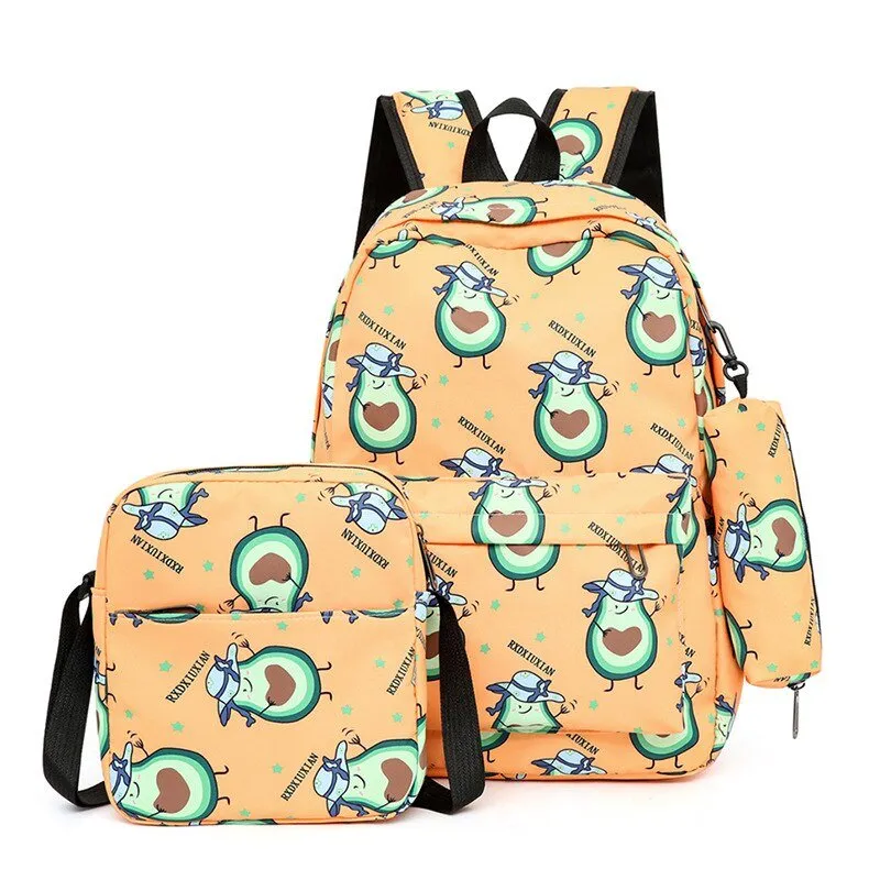 Fruit Print Backpack Set for Kids