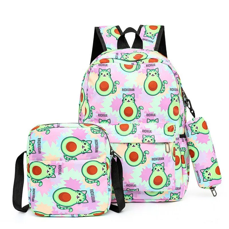 Fruit Print Backpack Set for Kids