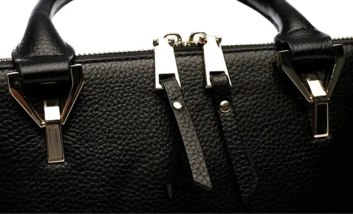 Garden Charm Leather Satchel Handbag - Black/Green/Maroon - One Size