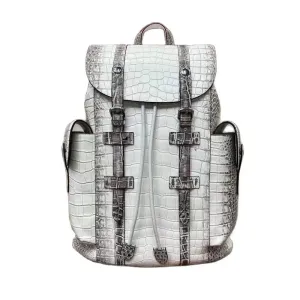 Gatsby Embossed Crocodile Leather Backpack - Office/Travel - Blue/Gray