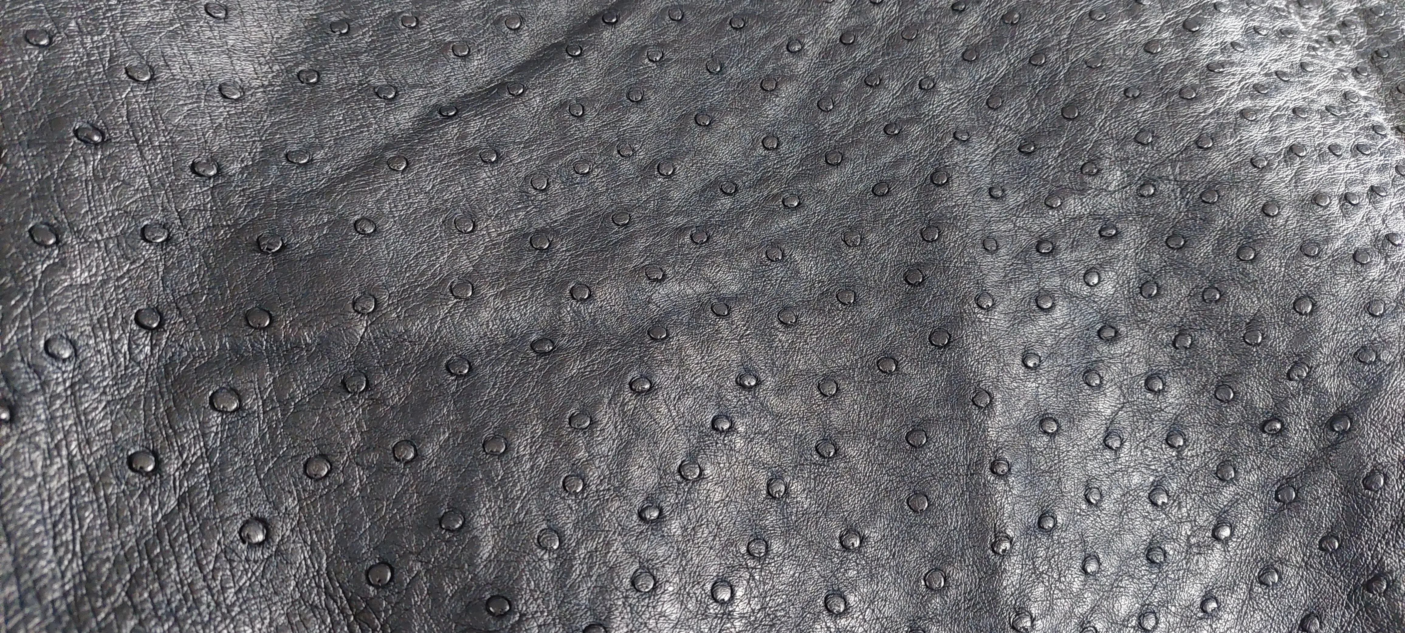 Genuine Ostrich Leather Hide - Ebony Gold