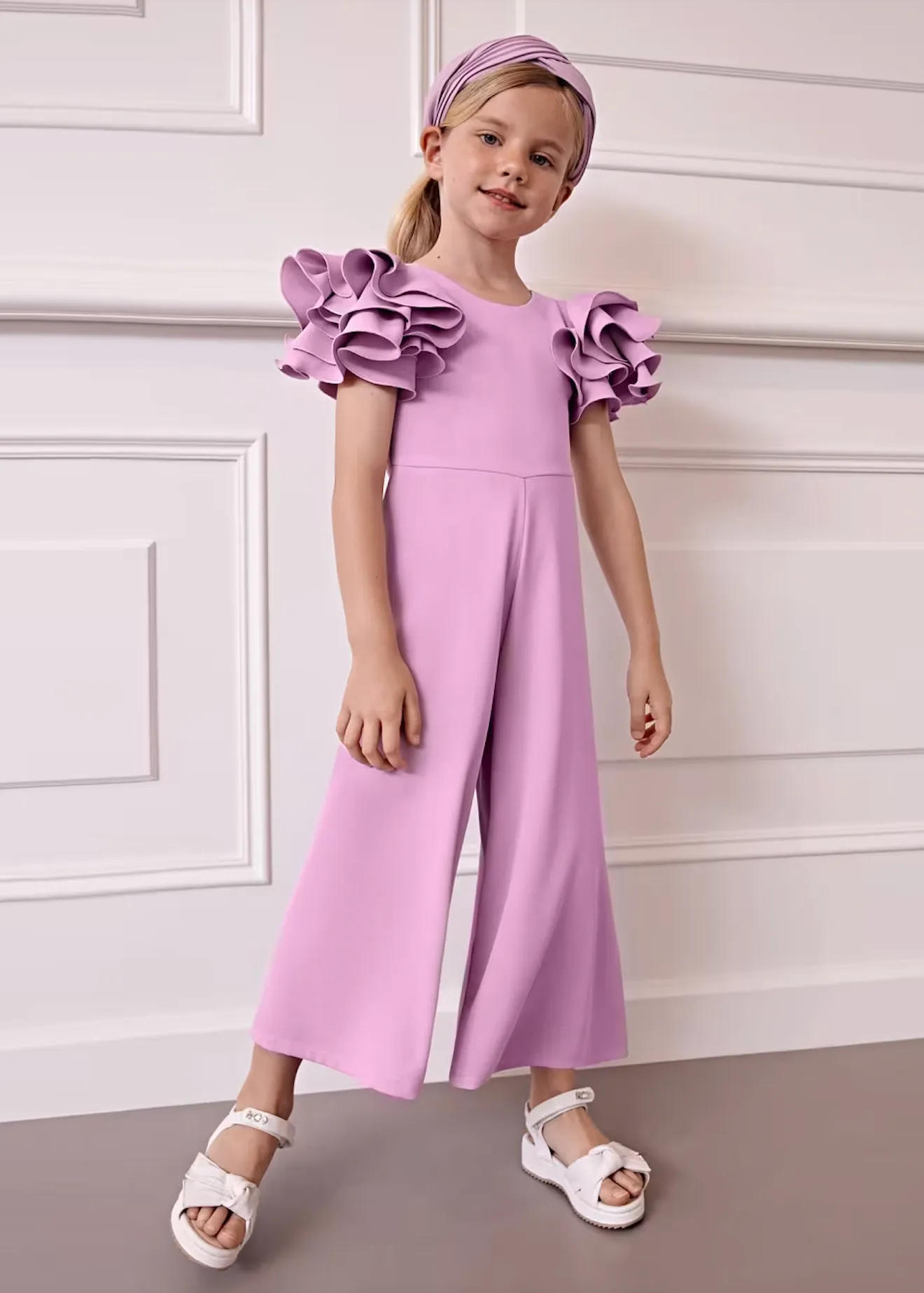 Girl Crepe Jumpsuit - Mauve